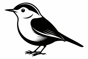 nuthatch bird line art silhouette vector illustration