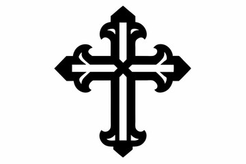 orthodox cross line art silhouette vector illustration