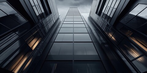 Blank Black Sign Stands Tall Amidst Modern Skyscrapers in Bustling City Center Generative AI
