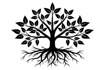 Obraz premium plant roots grow vertically line art silhouette vector illustration