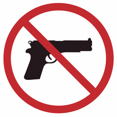 no guns sign with pistol icon on a white background