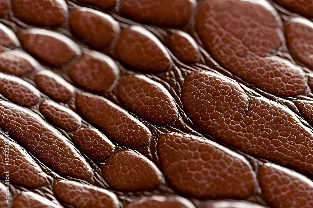 Poster brown leather texture with natural reptilian pattern showing detailed scales and segments in macro p