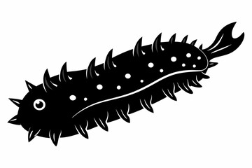 sea cucumber line art silhouette vector illustration