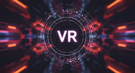 Obraz premium Immersive VR: Dynamic digital artwork featuring the letters 