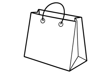 shopping bag line art silhouette vector illustration