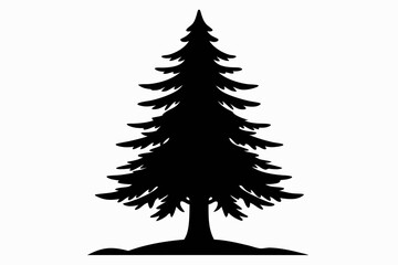 spruce tree line art silhouette vector illustration