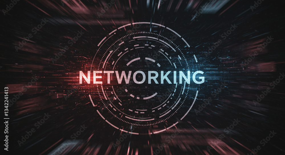 Poster networking: abstract conceptual illustration of a data network, symbolizing connectivity and digital