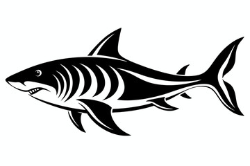tiger shark line art silhouette vector illustration