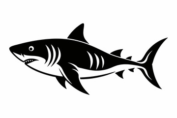 tiger shark line art silhouette vector illustration