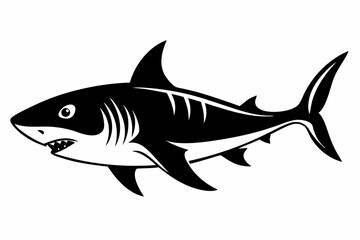 tiger shark line art silhouette vector illustration