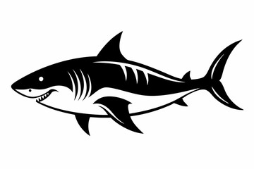 tiger shark line art silhouette vector illustration
