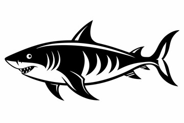 Fototapeta premium tiger shark line art silhouette vector illustration