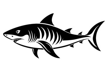 tiger shark line art silhouette vector illustration