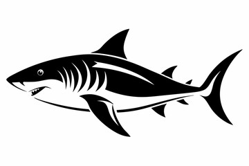 Obraz premium tiger shark line art silhouette vector illustration
