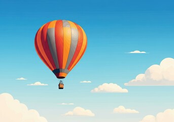 Fototapeta premium Colorful hot air balloon soaring through a clear blue sky