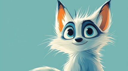 Naklejka premium Cute arctic fox digital art