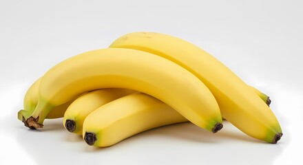 Ripe Yellow Bananas on White Background