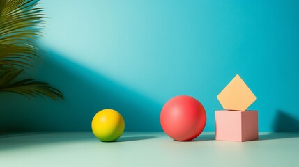 Colorful geometric shapes, minimal display