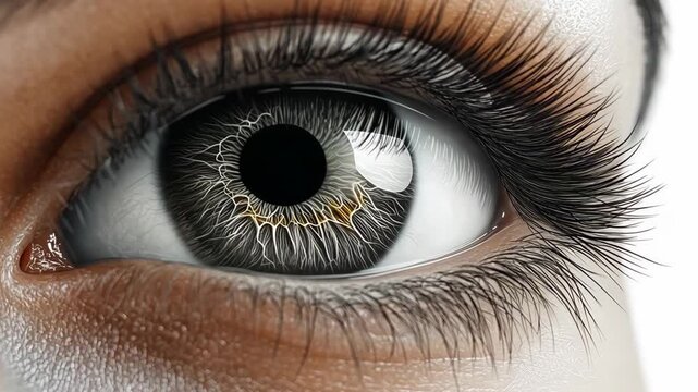 Unique close-up of a human eye showcasing intricate details and striking patterns during daylight