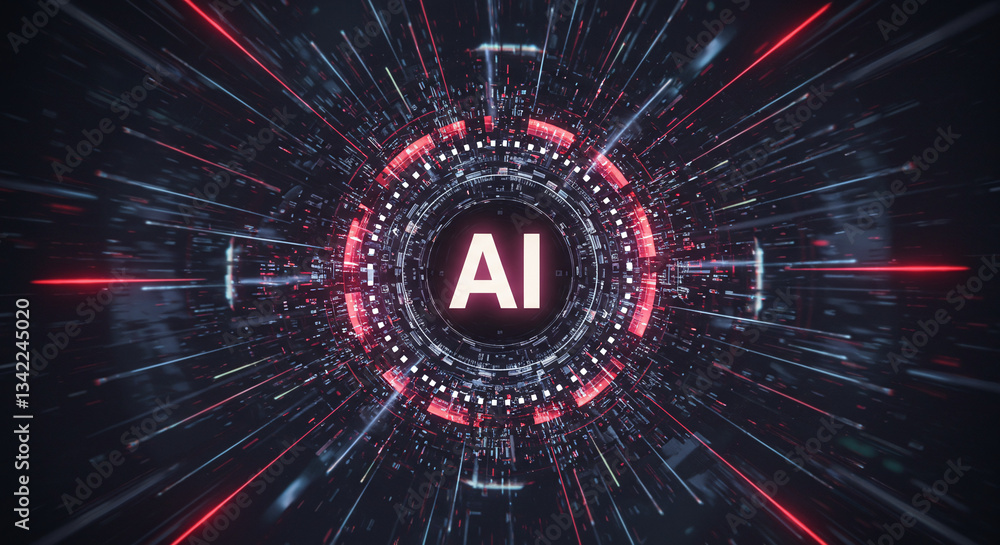 Aufkleber ai innovation hub: futuristic digital art piece showcasing the concept of artificial intelligence, v
