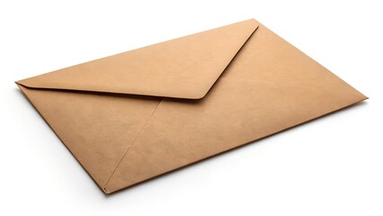 Brown Envelope on White Background