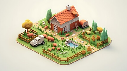 Obraz premium Farm isometric 3D