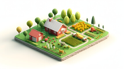 Obraz premium Farm isometric 3D