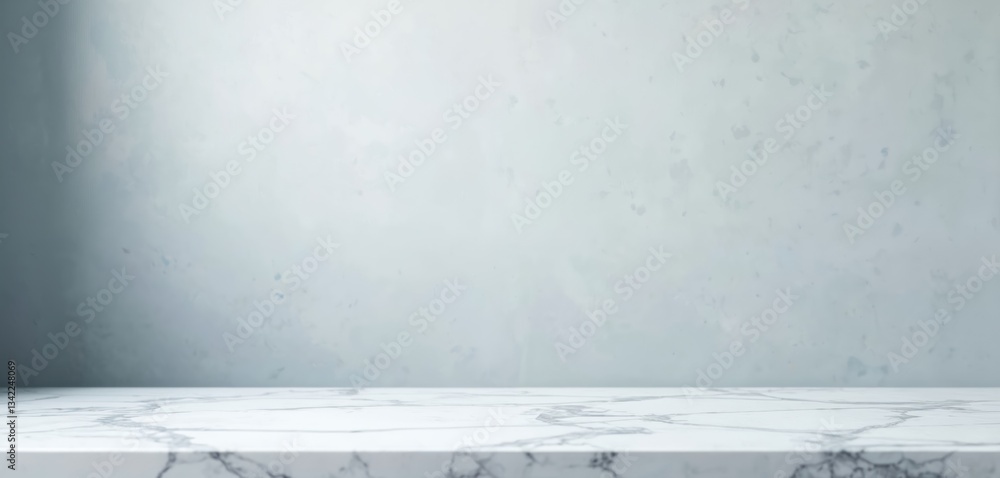 Poster clean studio photo of marble table, white textured wall. empty room for product display, mock-up. mi