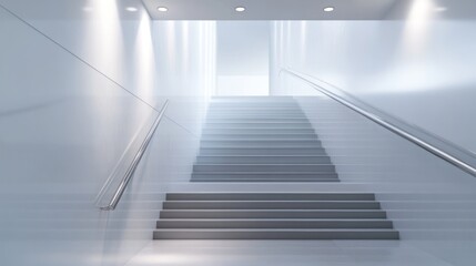 Obraz premium Modern Staircase Leading to Bright Light Minimalist Architecture Clean Design Interior Space