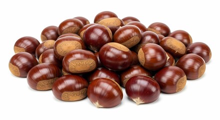 Pile of Fresh Brown Chestnuts