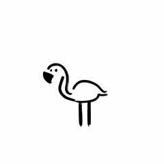 Creative doodle of a flamingo standing gracefully on two legs with a playful design
