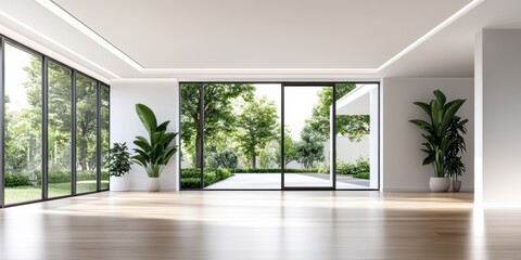 Fototapeta premium Bright and Spacious Room With Natural Light and Serene Wooden Flooring Generative AI