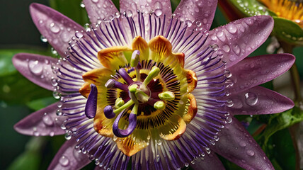 Passion Flower with Intricate Purple and White Petals