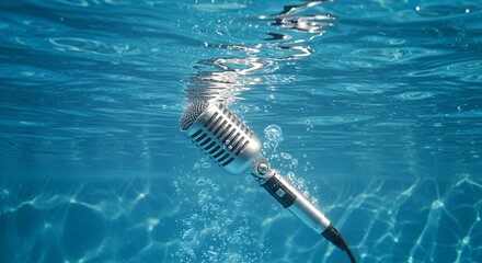 Underwater Microphone  Retro Mic  Singing  Music  Pool  Water  Bubbles