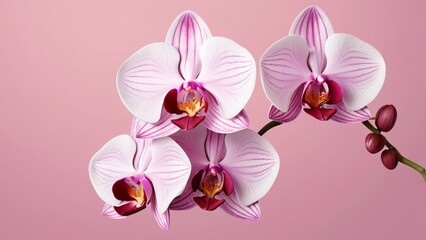 A grup pink orchid flower isolated pastel pink background
