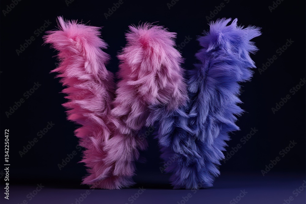 Poster fluffy letter w with vibrant gradient and soft texture for creative design generative ai