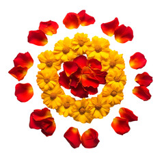 Fototapeta premium Floral Mandala: Rose & Marigold Design