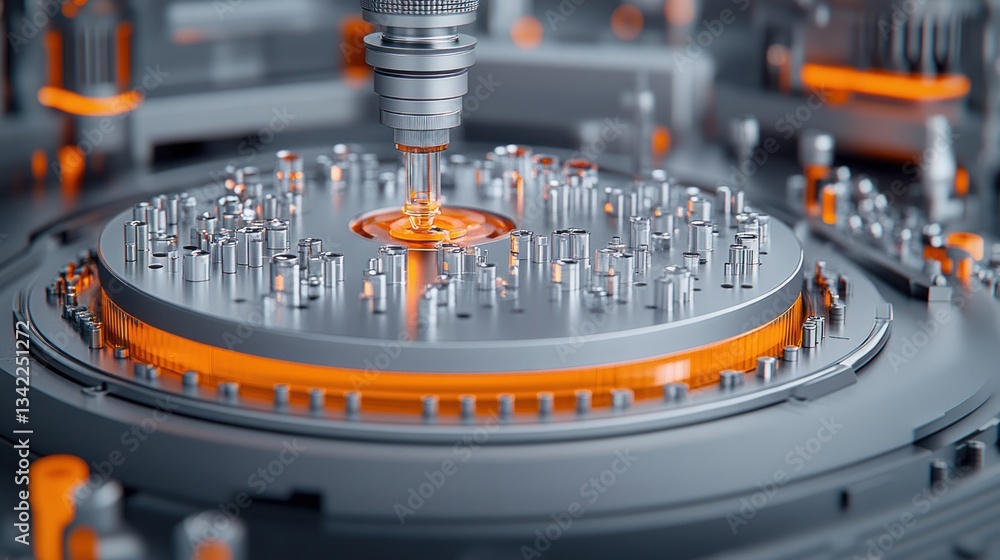 Poster high-tech precision manufacturing: a close-up view of advanced robotic assembly