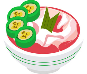 Indonesian food pisang ijo illustration 