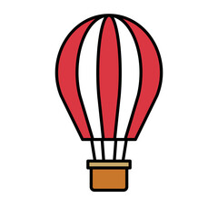 Simple red hot air balloon icon. Vector.