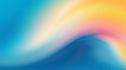 bright grainy abstract banner background, vibrant noise texture pink yellow blue glowing gradient vortex shape white backdrop design, power point background