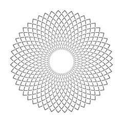 Radial Geometric Circle Pattern. Abstract Round Design Element. 
