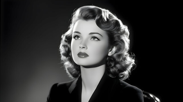 Classic Hollywood Glamour Portrait: A Black And White 1940s Woman