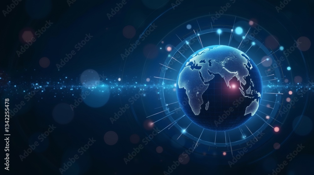 Poster global network connection digital world, globe or earth representation with digital network connecti