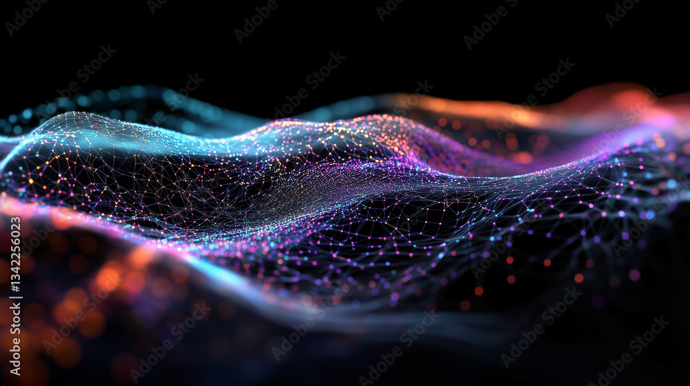 Aufkleber a high-speed digital network visualized through glowing nanofiber cables, their vibrant colors signi