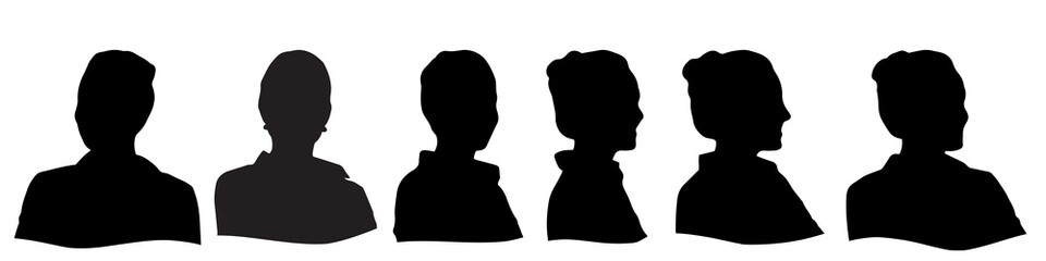 Conceptual human head isolated on white background as abstract avatar as a set or collection banner for social design concept. Human closeup anonymous faces head shot for human character illustration