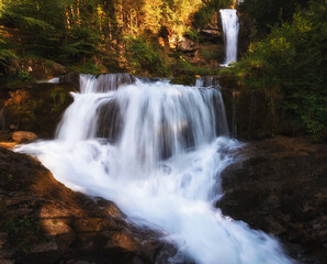 Obraz premium Giessbach Waterfall at sunset - Switzerland