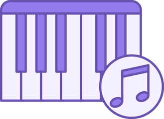 Colored Piano Icon. Vector Illustration. Piano with Keys and Musical Note. Musical Instrument. Music Concept