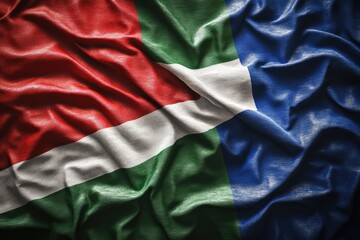 Three-Dimensional Representation of the Gambia Flag: A Patriotic Symbol with Textured Background