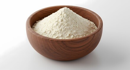 Wooden Bowl of White Flour